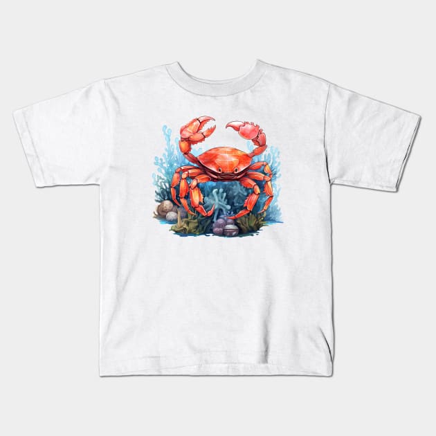 Red Crab Kids T-Shirt by zooleisurelife